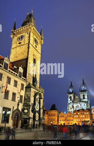 La place de la vieille ville, Stare Mesto (vieille ville), Prague, République tchèque. Banque D'Images