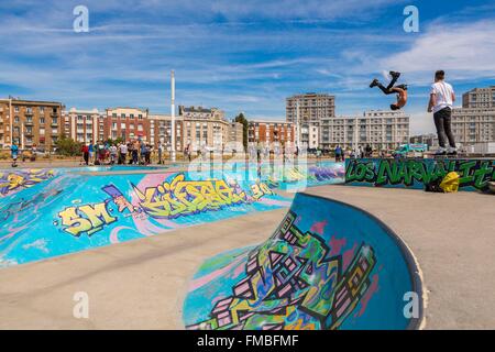 France, Seine Maritime, Le Havre, le skate park Banque D'Images