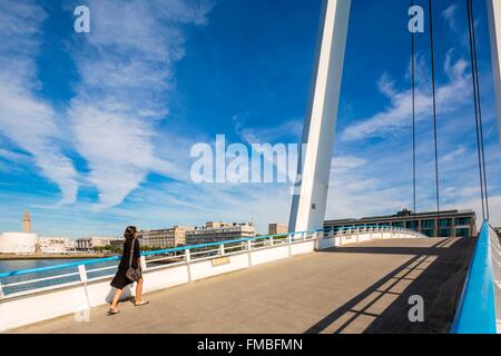 France, Seine Maritime, Le Havre, ville reconstruite par Auguste Perret classé au Patrimoine Mondial de l'UNESCO, la passerelle à partir du Banque D'Images