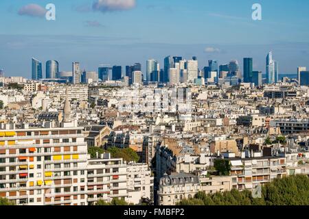 France, Paris, vue générale, le 16ème arrondissement et la Defende business district (vue aérienne) Banque D'Images