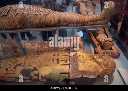 Momies et sarcophages dans British Museum de Londres Banque D'Images