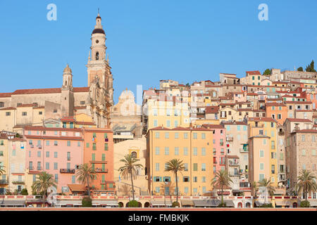 Menton, la vieille ville abrite le matin, Côte d'Azur Banque D'Images