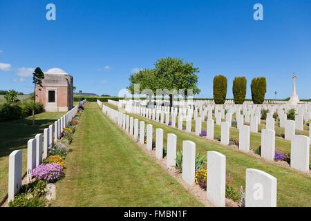 France, Somme, Abbeville, le cimetière militaire de la Première Guerre mondiale, Corps expéditionnaire britannique 1914-1918 Banque D'Images