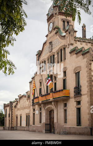 L'hôtel de ville, bâtiment moderniste, par Albert Joan Torner, old school, Les Franqueses del Vallès, Catalogne, Espagne. Banque D'Images