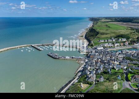 France, Calvados, Port en Bessin (vue aérienne) Banque D'Images