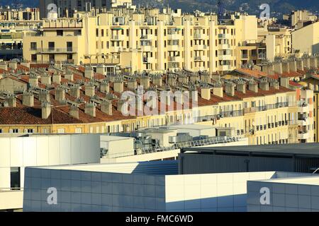 France, Bouches du Rhône, Marseille, zone Euroméditerranée, quartier de la Joliette, rue Roger Salengro, le logement Banque D'Images