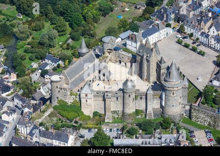 La France, de l'Ille et Vilaine, Vitré, sur le Chemin de Saint Jacques de Compostelle inscrite au Patrimoine Mondial de l'UNESCO, le château Banque D'Images