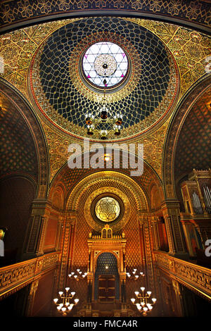 L'intérieur de la Synagogue Espagnole dans le quartier juif (Josefov) de Stare Mesto (vieille ville), Prague, République tchèque Republc. Banque D'Images