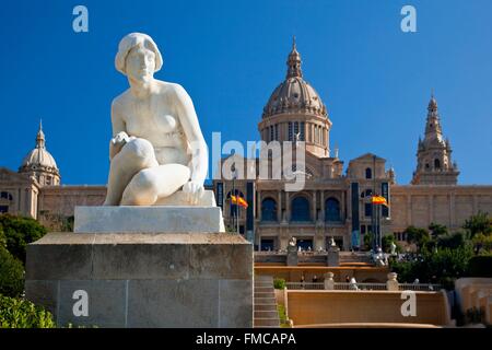 Espagne, Catalogne, Barcelone, de Montjuic, le Palais National (Palau Nacional), Musée National d'Art de Catalogne (MNAC) Banque D'Images