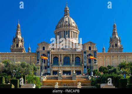 Espagne, Catalogne, Barcelone, de Montjuic, le Palais National (Palau Nacional), Musée National d'Art de Catalogne (MNAC) Banque D'Images