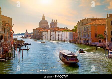 Italie, Vénétie, Venise, l'église Santa Maria della Salute et le Grand Canal Banque D'Images