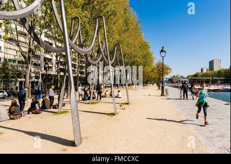 France, Paris, Canal de l'Ourcq Banque D'Images