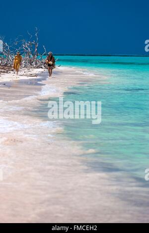 Cuba, Pinar del Rio, Vinales, Cayo Jutias, lagon de sable blanc et eau turquoise Banque D'Images