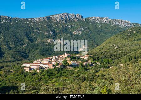 La France, l'Aude, Pays Cathare, Duilhac sous Peyrepertuse, au pied du château cathare de Peyrepertuse Banque D'Images
