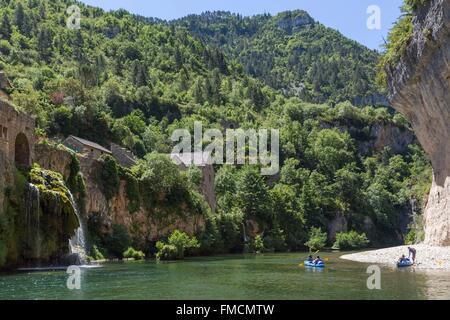 La France, la Lozère, Sainte Enimie, étiqueté Les Plus Beaux Villages de France (Les Plus Beaux Villages de France), Gorges du Banque D'Images