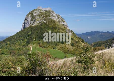 La France, l'Ariège, le château de Montségur, Banque D'Images