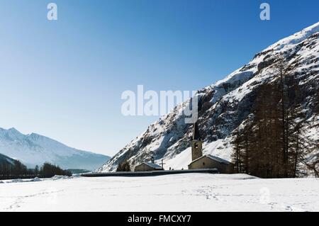 France, Savoie, Maurienne, Bessans (1750 m), St Jean Baptiste et St Antoine chapelle Banque D'Images