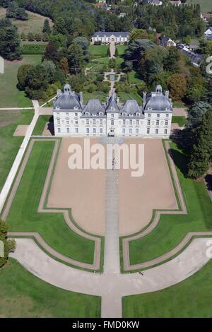 France, Loir et Cher, Cheverny, le Château (vue aérienne) Banque D'Images