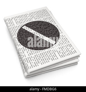 Concept de santé : noir pixélisé comp icône sur fond de journal Banque D'Images