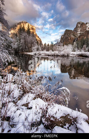 Vue sur la vallée en hiver Yosemite National Park Banque D'Images