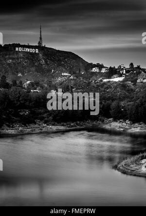 Hollywood Sign, Lake Hollywood, Los Angeles, David George, Banque D'Images