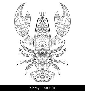Ligne de homard art design de logo, livre de coloriage, t shirt, tatouage, etc. Illustration de Vecteur