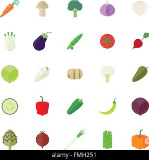Collection d'icônes design plat de légumes Illustration de Vecteur