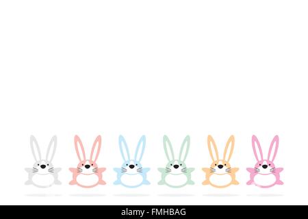 Ensemble de six lapins de Pâques colorés sur fond blanc vector illustration 1 Illustration de Vecteur