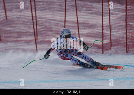 Lenzerheide (Suisse). 12 mars, 2016. Tamara Tippler (AUT) au cours de sa course dans le Super G Dames à la Coupe du Monde de ski AUDI FIS de Lenzerheide. Crédit : Rolf Simeon/Alamy Live News. Banque D'Images