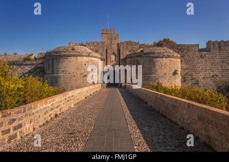 La porte d'Amboise, l'île de Rhodes, Grèce. Banque D'Images