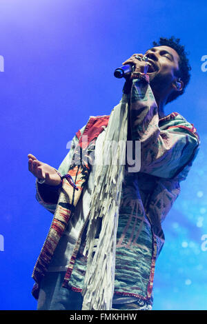 Okeechobee, en Floride, aux États-Unis. 5e Mar, 2016. Singer MIGUEL exécute vivent à l'Okeechobee Music Festival à Okeechobee, en Floride © Daniel DeSlover/ZUMA/Alamy Fil Live News Banque D'Images