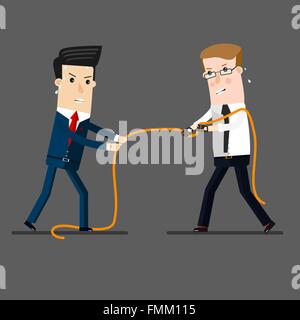 Deux hommes d'un remorqueur de la guerre, la bataille pour le leadership ou la concurrence entre les entreprises. Concept d'affaires cartoon illustration Illustration de Vecteur