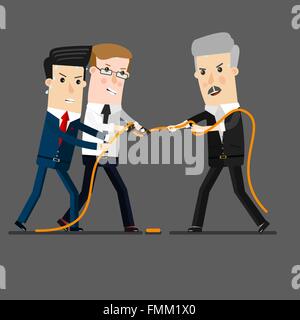 Homme d'affaires réussie et puissante en concurrence avec des hommes d'affaires du groupe à la croisée de la bataille, de leadership ou d'affaires de concurrence. Concept d'affaires cartoon illustration Illustration de Vecteur