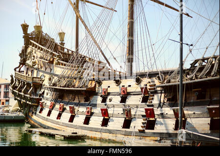 Galeone Neptune ancien bateau en bois, attraction touristique à Gênes, Italie Banque D'Images