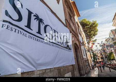 Inscription Festival Internacional de Sitges Sitges,Cinéma,Catalogne,Espagne. Banque D'Images