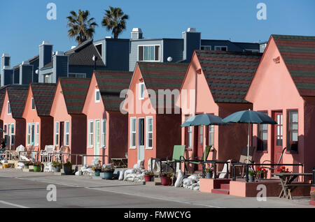 Ocean front cottages, Oceanside, California, USA Banque D'Images