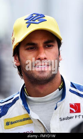 Pilote de Formule 1 brésilien Felipe Nasr de Sauber vu au cours de la session de formation pour la prochaine saison de Formule 1 au circuit de Barcelone, Plaça de Catalunya à Barcelone, Espagne, 24 février 2016. Photo : Jens Buettner/dpa Banque D'Images