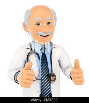 3d medical personnes. médecin avec Thumbs up. isolé sur fond blanc. Banque D'Images