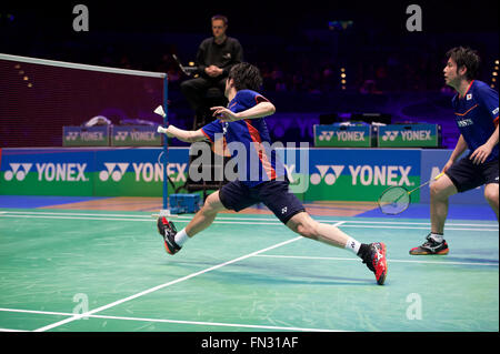 Barclaycard Arena, Birmingham, UK. Mar 13, 2016. Yonex All England Open Badminton Championships. Hiroyuki et Kenichi Endo Japon Hayakawa, Mens finale du Credit : Action Plus Sport/Alamy Live News Banque D'Images