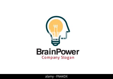 Ampoule Brain Human Head logo Vector symbole icône Design Illustration Illustration de Vecteur