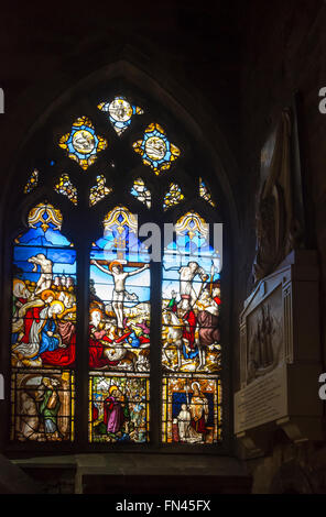 Vitrail de l'église de Sainte Marie la Vierge, Shrewsbury, Shropshire, England, UK Banque D'Images