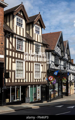 Cadre en bois en construction Wyle Cop, Shrewsbury, Shropshire, England, UK. Banque D'Images