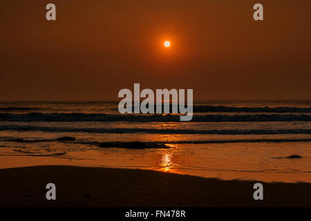 Booby's Bay, Constantine, UK. Mars 13th, 2016. Météo France : Glourious soleil du soir à Cornwall. Glourious conditions météorologiques sur la côte de Cornouailles, riche or la lumière du soleil du soir. Credit : Barry Bateman / Alamy Live News Banque D'Images