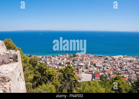 Vue aérienne de la ville de Zante le château vénitien de Péloponnèse dans l'arrière-plan Banque D'Images