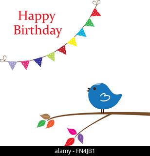Vector illustration of funny birds assis dans l'arbre Illustration de Vecteur