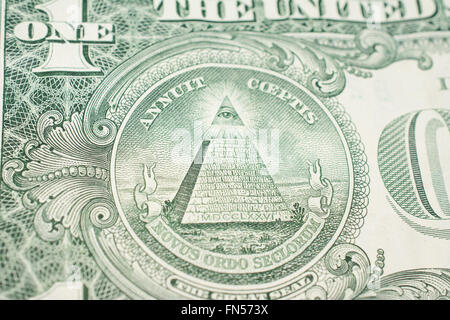 Close Up Detail de l'arrière d'un billet de un dollar américain