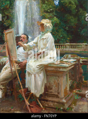 John Singer Sargent - La Fontaine, Villa Torlonia, Frascati, Italie Banque D'Images