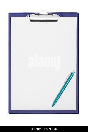 Dossier avec une feuille et un stylo. Banque D'Images