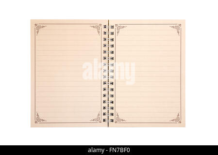 Le bloc-notes avec des pages ouvertes. Banque D'Images