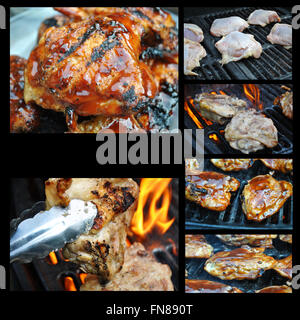 Collage de poulet barbecue Banque D'Images